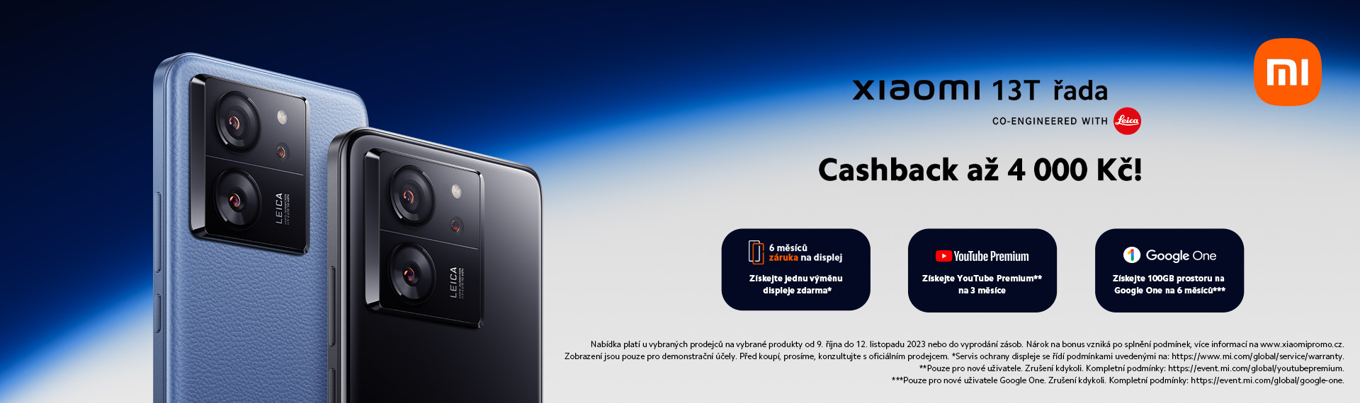 CashBack až 4000 Kč k nákupu Xiaomi 13T a Xiaomi 13T Pro