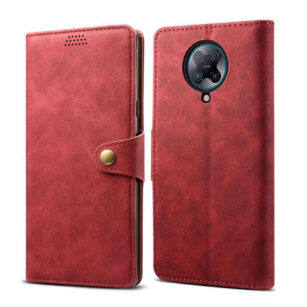 Pouzdro flipové Lenuo Leather pro Xiaomi Poco F2 Pro, červená 