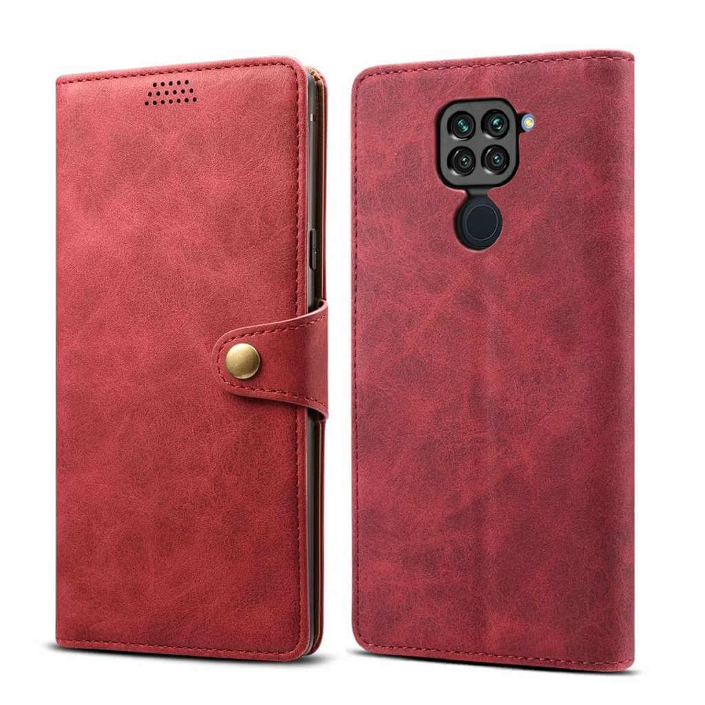 Pouzdro flipové Lenuo Leather pro Xiaomi Redmi Note 9, červená 
