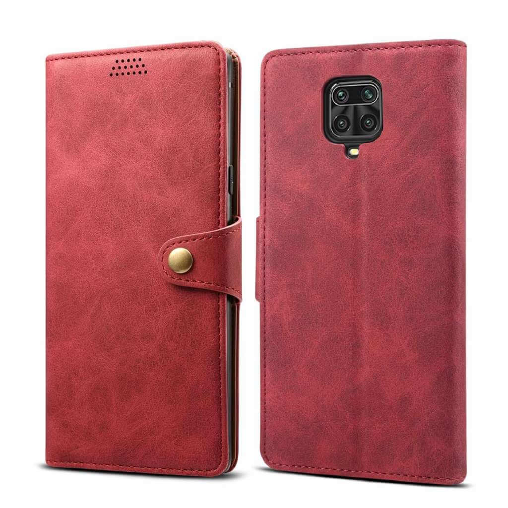 Pouzdro flipové Lenuo Leather pro Xiaomi Redmi Note 9 Pro/ Note 9S, červená 