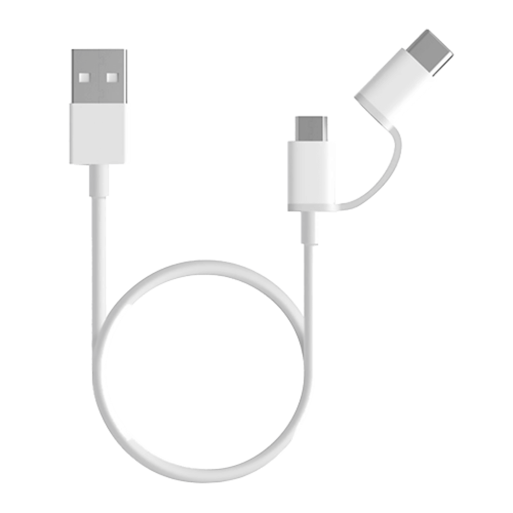 USB kabel Mi 2-in-1 (Micro USB to Type C - 30 cm), bílá 