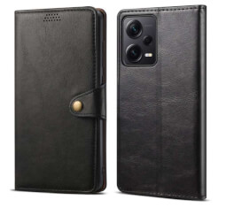 Lenuo Leather flipové pouzdro pro Xiaomi Redmi Note 12 Pro+ 5G černá 