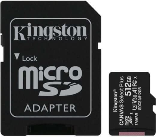 Kingston Canvas Select Plus 512GB microSDXC A1 CL10 s adaptérem 