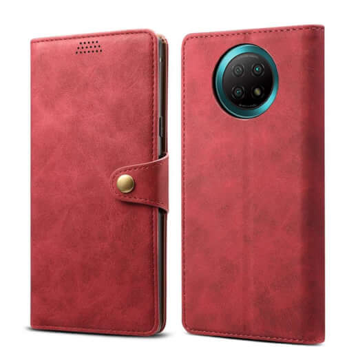 Lenuo Leather flipové pouzdro pro Xiaomi Redmi Note 9T, červená 