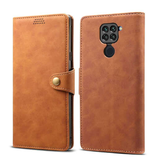 Pouzdro flipové Lenuo Leather pro Xiaomi Redmi Note 9, hnědá 
